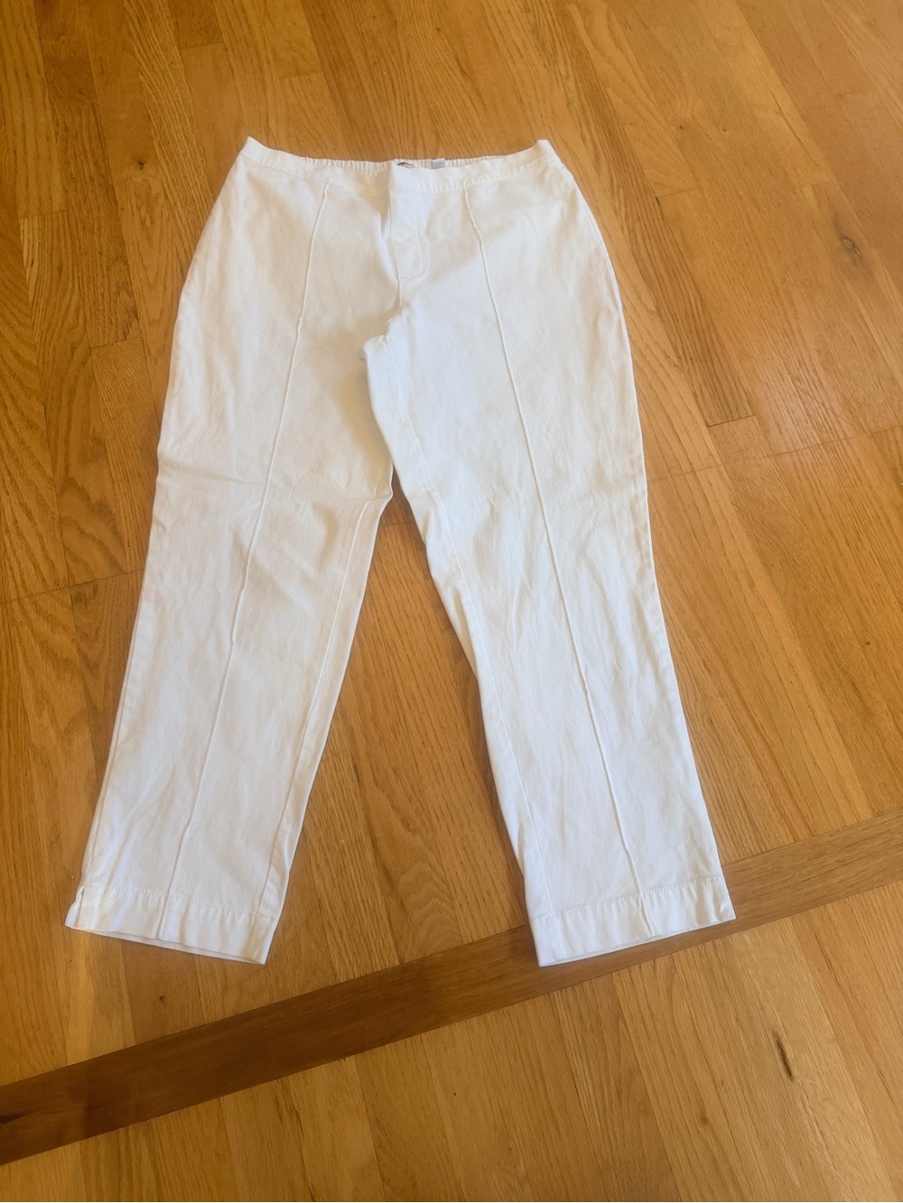 Ladies Size 14 "Isaac Mizrahi" White Straight-Leg Cotton Chinos GUC